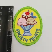 FROSTY TREATS Ice Cream Sundae Iron On Patch Dessert Cherry Girl Scout Daisy