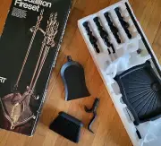 Medallion 4pc Fireplace Tools Set 34.75" Black Cast Iron Fire Place Tool Set