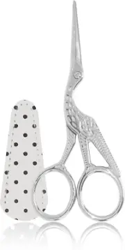 Sewing Embroidery Stork Scissors with Leather Scissors Cover Small Stainless Ste