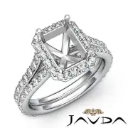 Diamond Radiant Shape Semi Mount Pave Setting Engagement Ring 14k Gold 1.2Ctw.