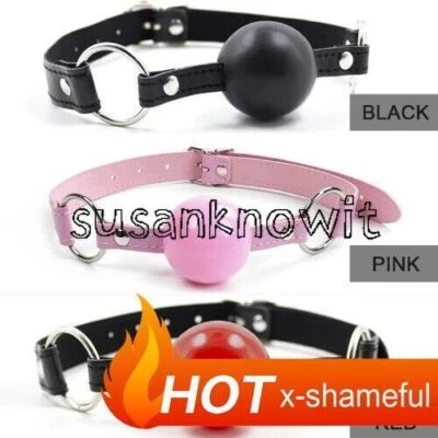 Open Mouth Ball Soft Silicone Gags Flail Binding Fetish Leather Strap Gags Ball