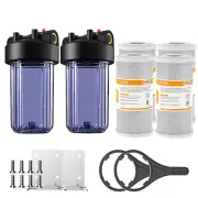 2Pack Clear Whole House Water Filter Housing &4p 10" x4.5" CTO Carbon Filtration
