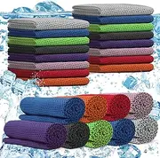 PJPSAA 24 Pack Cooling Towels for Neck and Face (40"x12"), Bulk Cooling Towels Cooling Neck Wraps Gym Towels for Sports, Workout, Yoga, Golf, Running and Fitness(Multicolor)