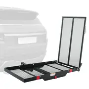 Hitch Mount Wheelchair Carrier 45.3" x 25.6", 500LBS Mobility Scooter Carrier with Folding Ramp, Iron Trailer Hitch Rack Basket with Stabilizer, Straps, Fit 2" Hitch Receiver for SUV Van