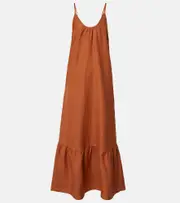 [Adriana Degreas] Adriana Degreas Linen-blend maxi dress AU 14 black