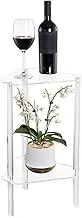 Acrylic Triangle End Table, 2 Tier Corner Side Table for Small Spaces, 13.4x19.7inch Multifunctional Small Corner Table for Living Room, Bedroom, Bathroom, Easy Assembly