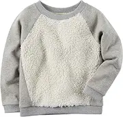[Carter's] Carters Girl L/S Sparkle Sherpa Sweatshirt; Grey, 12 Months, Gray, 12 Months