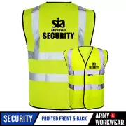 Yellow Badge SIA Approved Security Hi Vis Vest Waistcoat Printed Work High Viz