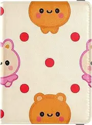 [Amooorous] Cartoon Cute Orange-pink Monster Leather decorative Passport Holder Covers Case Vaccine Case Protector Cover Travel Passport Wallet Waterproof, Cartoon cute orange-pink monster, 1 size