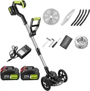 Cordless Electric Grass Trimmer - Telescopic Strimmer & Weed Wacker with 2 x 21V Batteries, Digital Display, 3 Blade Types, Garden Tool for Lawn Care & Weed Pruning