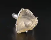 Raw Libyan Desert Glass Sterling Silver Ring | size 62 US 10 | COA & Box *pw