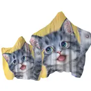Hi Happy Cute Grey Kitty Cat Towel with Hood
