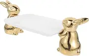 TINEASUR Elegant Bunny Ceramic Tray Snack Serving Plate for Cake Candy White Gold for Decorative Display and Parties