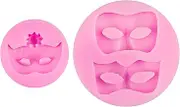 AUEAR, Set of 2 Mini Masquerade Mask Silicone Candy Fondant Molds for Chocolate Cake Decorating Cupcake Topper Polymer Clay