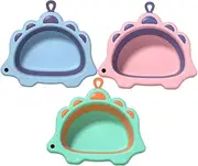 Kisangel 3Pcs Portable Cartoon Wash Basins Foldable Face Washing Tubs Space Saving Design with Hook for Easy Drying and Storage