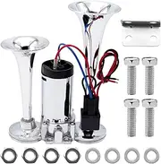 Vkinman 600DB Dual Train Horn, 12V Train Pickup Trucks Horn, Boat Car Horns Kit with Air Compressor