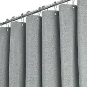 Extra Long Shower Curtain 180 x 240cm, Large Linen Textured Fabric Shower Curtain with 12 Plastic Hooks, Large Classic Polyester Fabric Shower Curtain