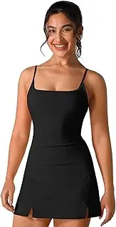 [ABEWIP] Tennis Dress for Women with Built in Shorts Sleeveless Backless Cami Dress 2-in-1 Ruffle A-line Workout Yoga Golf Clothes