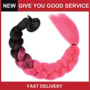 Helmet Decor Pigtail Gradient Braid Ponytail for Motorcycle Dark Pink Black