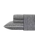 BETSEY JOHNSON King Sheet Set Soft Cotton Deep Pocke Striped Black/White 4-Piece