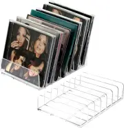 Clear CD Holder - 7 CD Storage Box CD DVD Display Rack Tray Holds up to 14