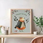 Woodland Style Bird Cross Stitch Pattern – “Sing Your Own Song” Folk Art