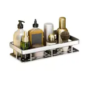 Silver Wall-Mounted Rectangular Bathroom Storage Organiser Space Saving Adhesive