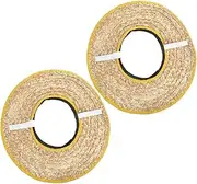 2pcs Construction Site Brim Hard Hat Sun Shade Woven Hardhat Sunshades Construction Worker Accessories Sun Protection for Landscape Workers Safety Helmet Sunshade Straw
