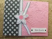 Handmade SYMPATHY Card EMBOSSED Using Stampin Up Flower PINK