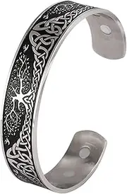 [DUUDAH] Men's Jewelry Bracelet,Beaded Bracelets,18 Year Old Gifts for Boys, Men's Life Tree Stainless Steel Magnet Bracelet Pure Handmade Smudge Bracelet, Scandinavian War God Viking Mythology Bracelet