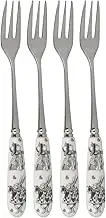 V andA Alice in Wonderland Stainless Steel Dessert/Pastry Forks with Decorative Porcelain Handles, 15.5 cm - White