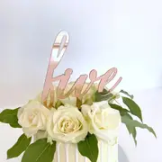 Acrylic Rose Gold 'five' Script Birthday Cake Topper
