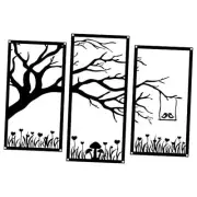 Metal Tree Wall Art Tree Swings with Cute Birds - Metal Art Wall Decor - Bird