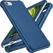 ORETECH Compatible with iPhone SE 2022 Case, iPhone SE 2020 Case iPhone 7/8 with[2X Tempered Glass Screen Protector] Full Body Heavy Duty Slim Hard PC Soft TPU Protective Cover for iPhone SE 3/2-Blue