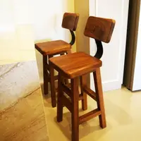 在飛比找momo購物網優惠-【吉迪市柚木家具】實木厚板靠背造型吧檯/高腳椅 PP526(