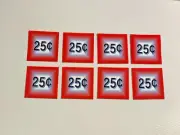 8 Bulk Vending Label Candy Machine PRICE Sticker 25 cent INSIDE MOUNT