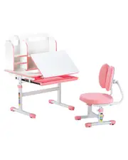 Kids Study Chair and Desk with Bookshelf & Drawer Height Adjustable Pink