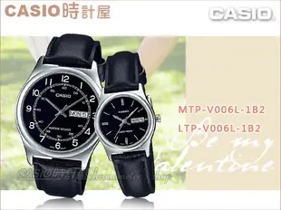 CASIO 時計屋  卡西歐對錶 MTP-V006L-1B2+LTP-V006L-1B2 皮革錶帶 情侶對錶 防水