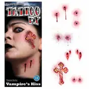 Vampire Kiss Wounds Cross Temporary Tattoo