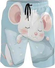 [Joitme] Scary Ghosts Purple Swimming Trunks for Men, Mens Bathing Suits, Small Quick Dry Shorts Men