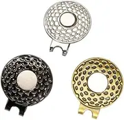 FUNNTY Magnetic Golf Hat Clips, 3 Pcs Golf Hat Clip, Golf Ball Marker Hat Clip for Golf Gloves, Hat, Men Women Golf Lovers Silver Bronze Black 25mm