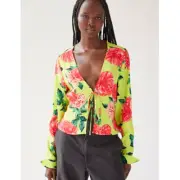 Urban Outfitters AFRM Yamila Printed Flyaway Top Small Floral Multi NWT