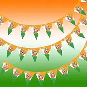Paper Bunting Tiranga Flags Pennant Triangle for Independence Decoration (Pack of 3)