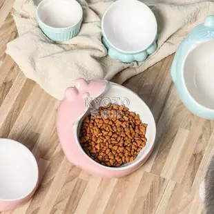 寵物碗貓碗狗碗陶瓷保護頸椎高腳斜口碗泰迪加菲貓食盆貓咪用品快速出货