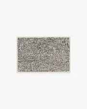 60' x 90' | Machine Washable Runner Rug | Kid & Pet Friendly | Indoor Rug | Freestyle Black & Ivory Rug by Keith Haring | Ruggable