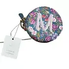 NWT Lauren Conrad LC Round Floral Coin Purse “M”Wallet with Gold Keyring Monogra
