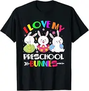 [X.Style] I Love My Preschool Bunnies Teacher Kids Easter Bunny Egg ds1002 T-Shirt (2XL) Black