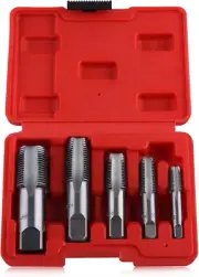 5-Piece NPT Pipe Tap Set 1/8", 1/4", 3/8", 1/2", 3/4" Thread Forming Taps