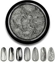 Chrome Nail Powder Mirror Effect Metallic Dust Holographic Glitter Glazed Manicure Decoration Reflective Pigment for DIY Gel Polish Nail Art, Resin Craft, Gifts (13darksilver)