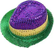 [BIUDECO] Sequin Fedora Hat Yellow Green and Purple Fedora Hat Glitter Sequin Western Cowboy Hat for Men Women Latin Jazz Mardi Gras Cosplay Props